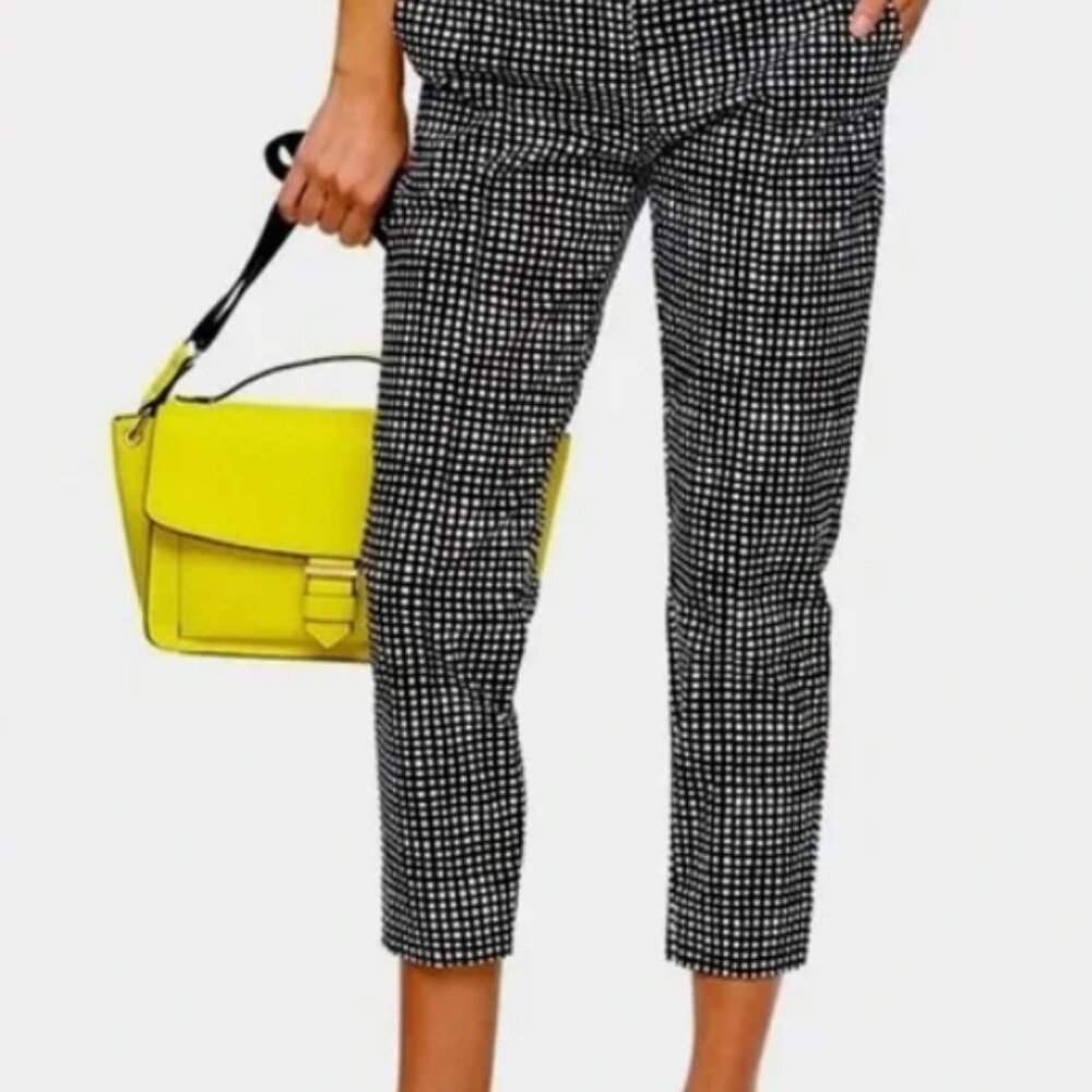 📦Bundle for $5! Reed black/white gingham crop pant sz 14. Pockets, hook & zip
